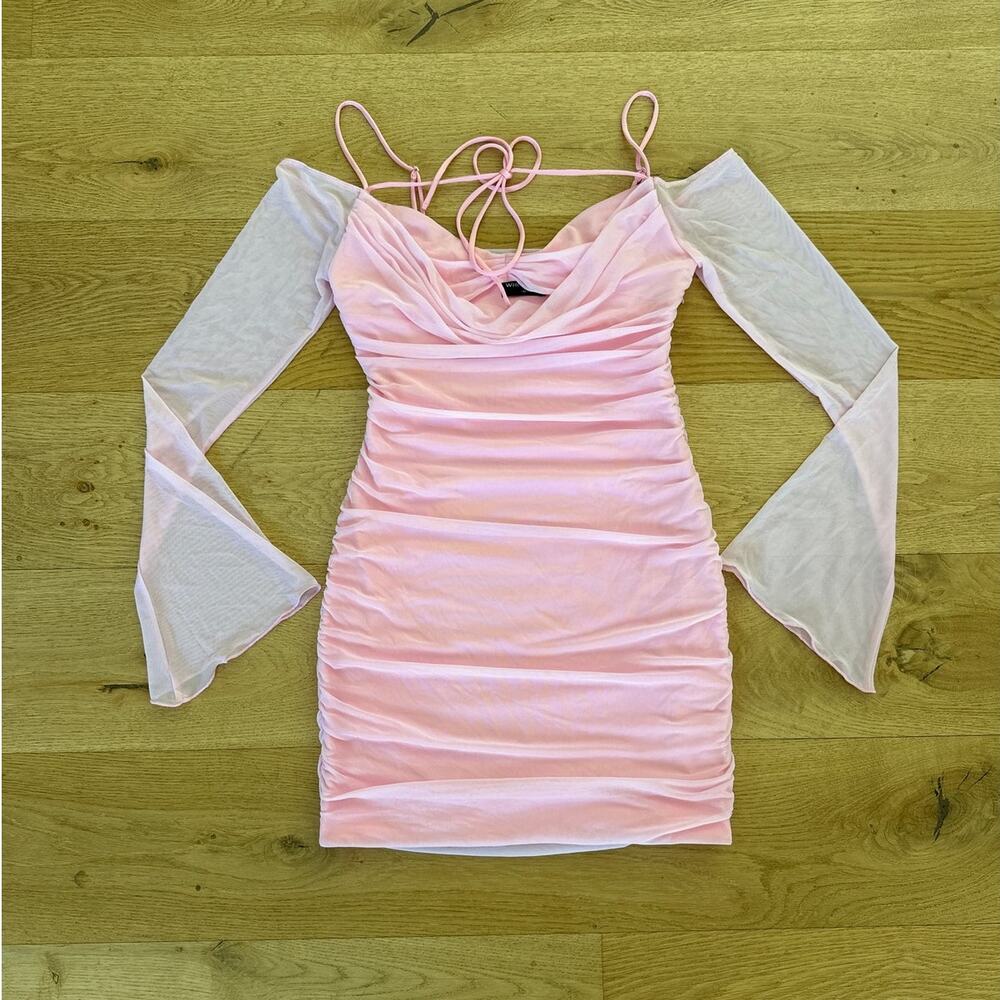 White Fox Boutique - International Love Long Sleeve Mini Dress in Pink